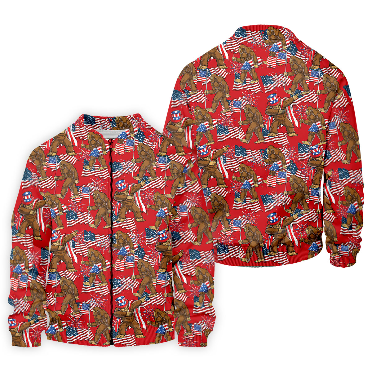US Flag Pattern 250 Years Bigfoot Golf Shirt, Patriotic 4th Of July Golf Shirts For Men