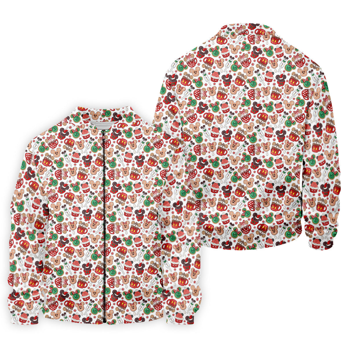 Cute Christmas Dessert Pattern Golf Tops For Men, Cartoon Character Polo Shirts For Men, Christmas Golf Shirt