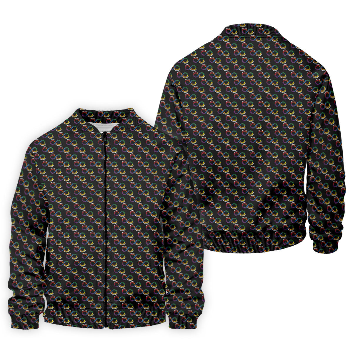 Embrace Neurodiversity Rainbow Infinity Symbol Autism Awareness Black Golf Shirt, Golf Shirts For Men