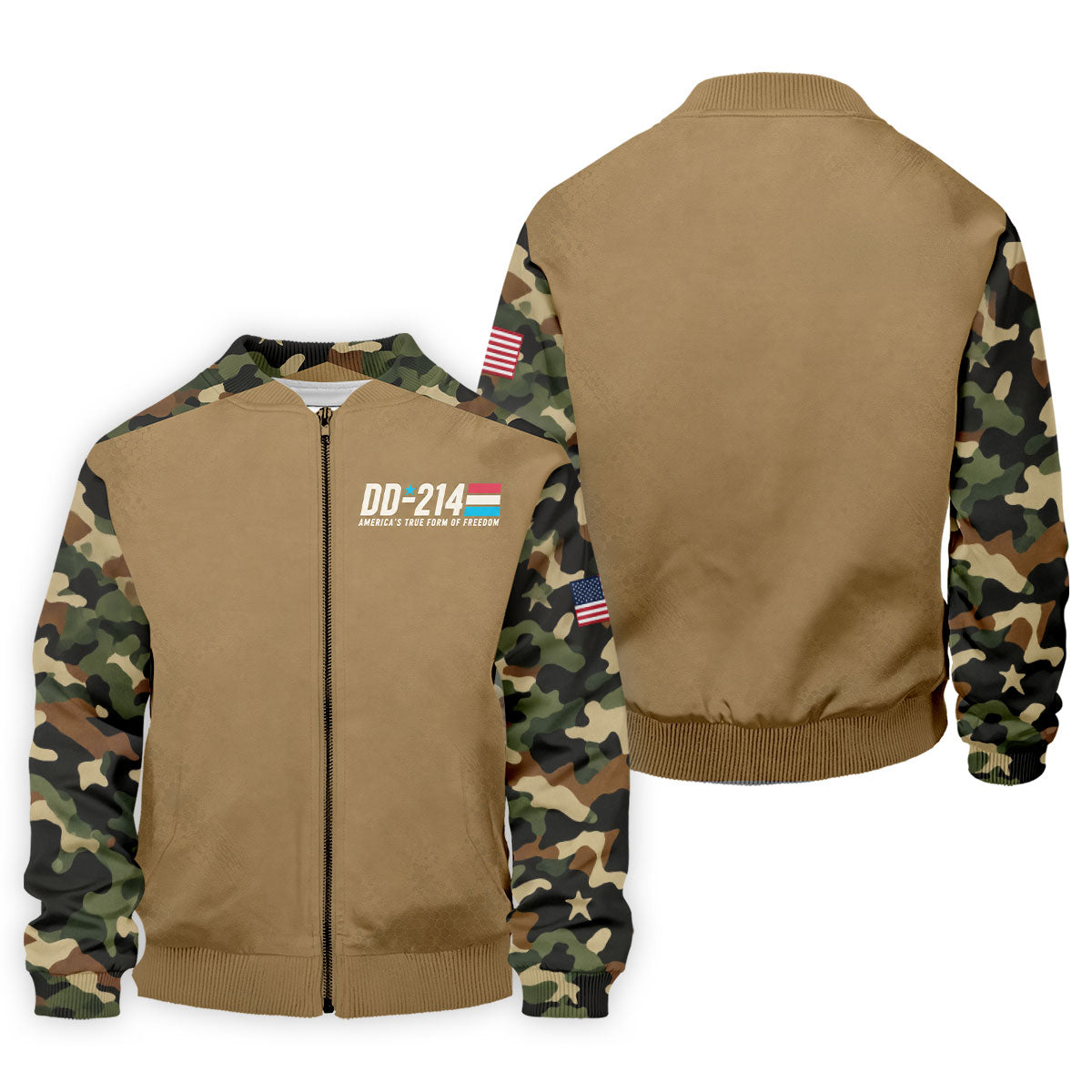 DD-214 Tan Military Camo Freedom Polo Shirt, Veterans Day Shirt, Golf Shirts For Men