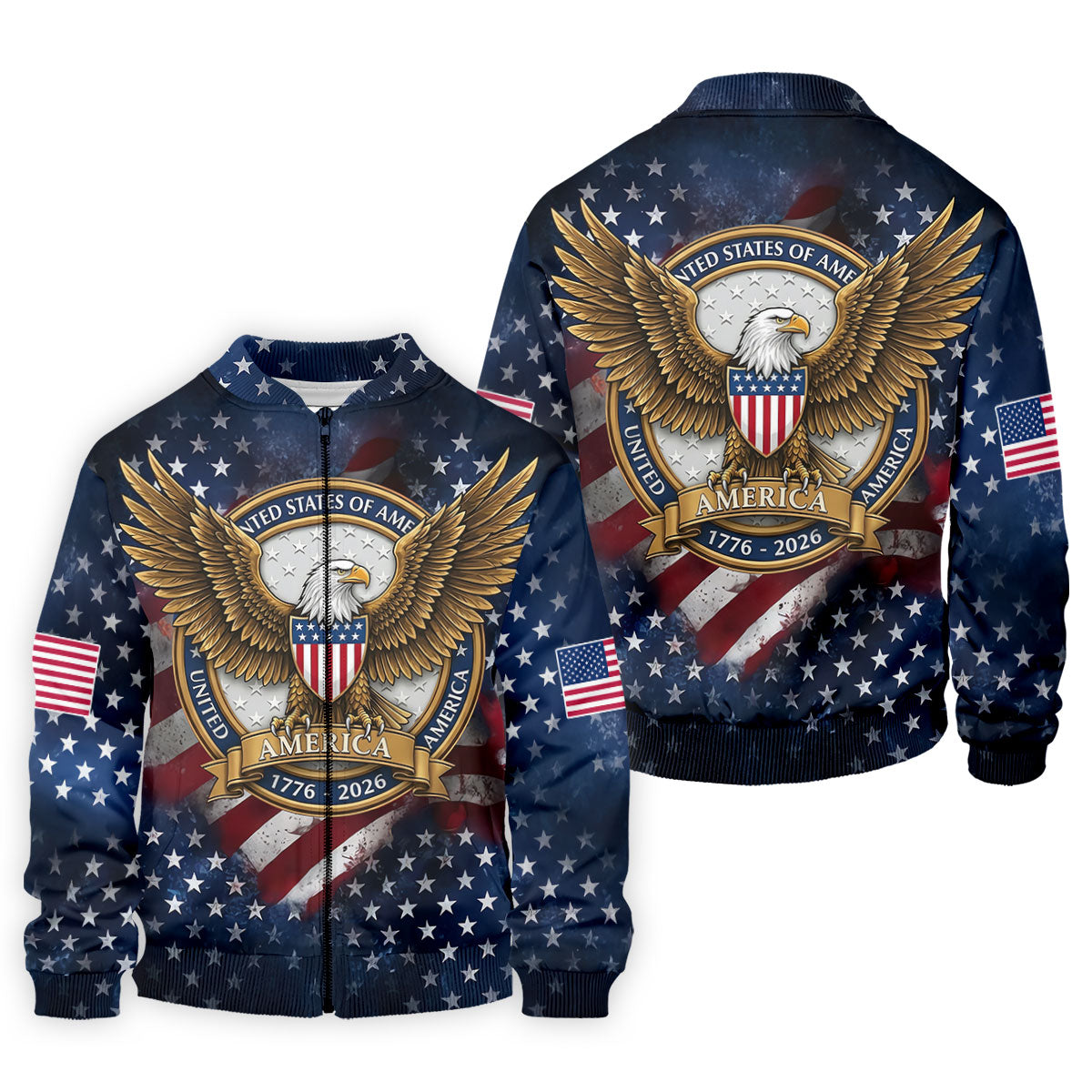 250th Anniversary USA Bald Eagle Distressed Golf Shirt, Patriotic 4th Of July Golf Shirts For Men