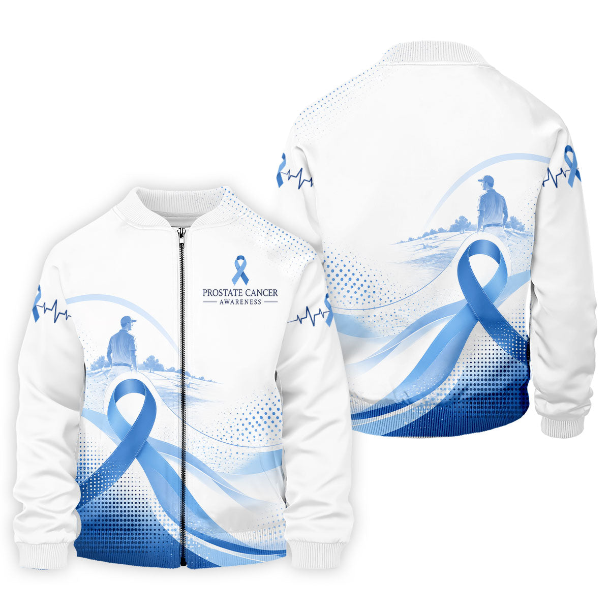 Blue Ribbon Golfer Prostate Cancer Awareness Polo Shirt, Golf Shirts For Men