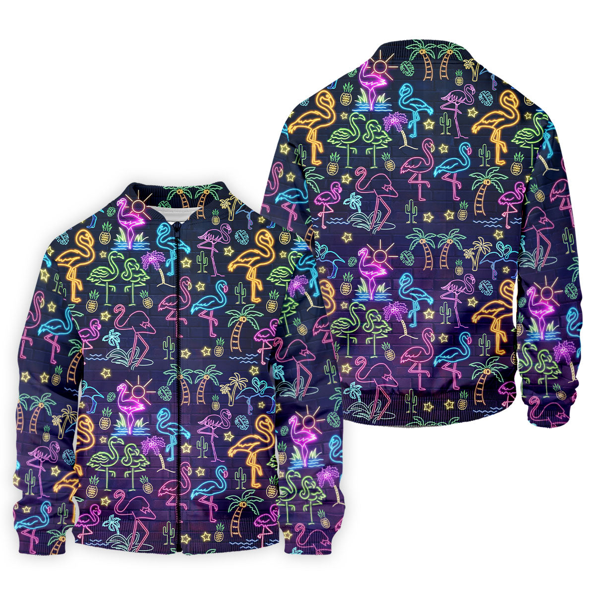 Neon Flamingo Tropical Night Golf Shirt, Golf Polo Shirts For Men, Hawaiian Golf Shirt, Mens Golf Apparel