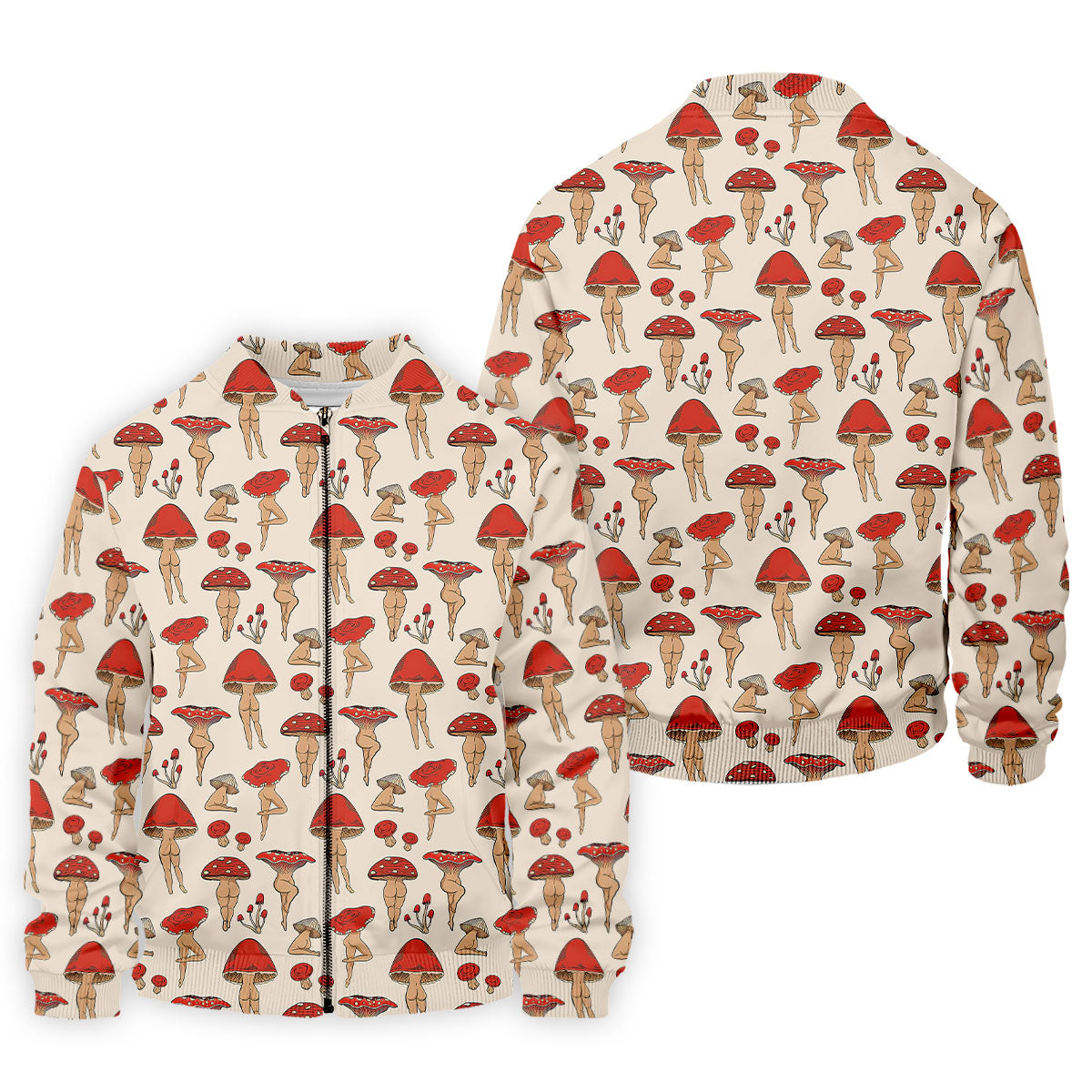 Vintage Mushroom Pin Up Pattern Hawaiian Golf Shirt, Mens Golf Shirts, Golf Apparel For Men