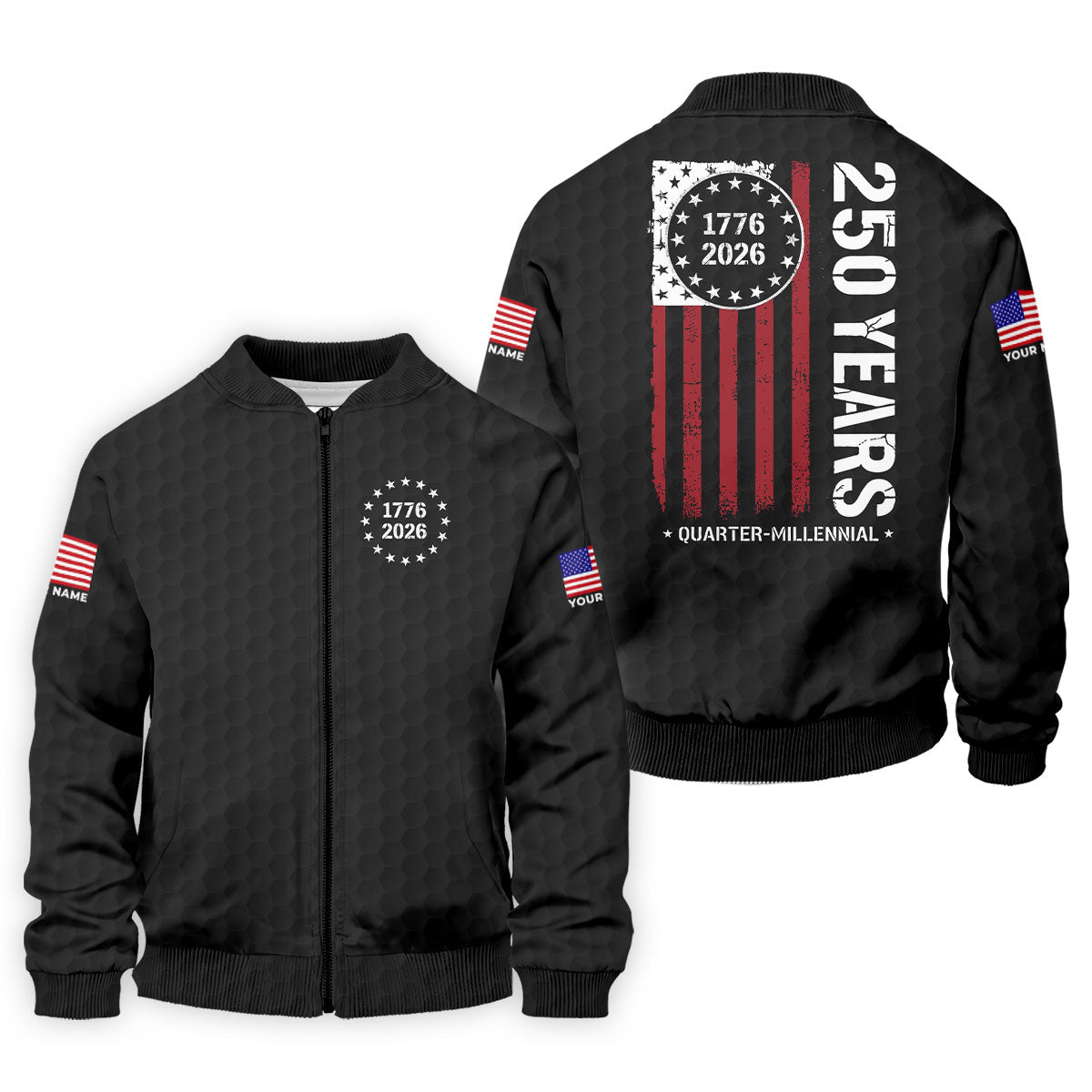 250 Years Quarter Millennnial Golf Ball Pattern Black Patriotic Golf Shirt, 4th Of July Golf Shirts For Men