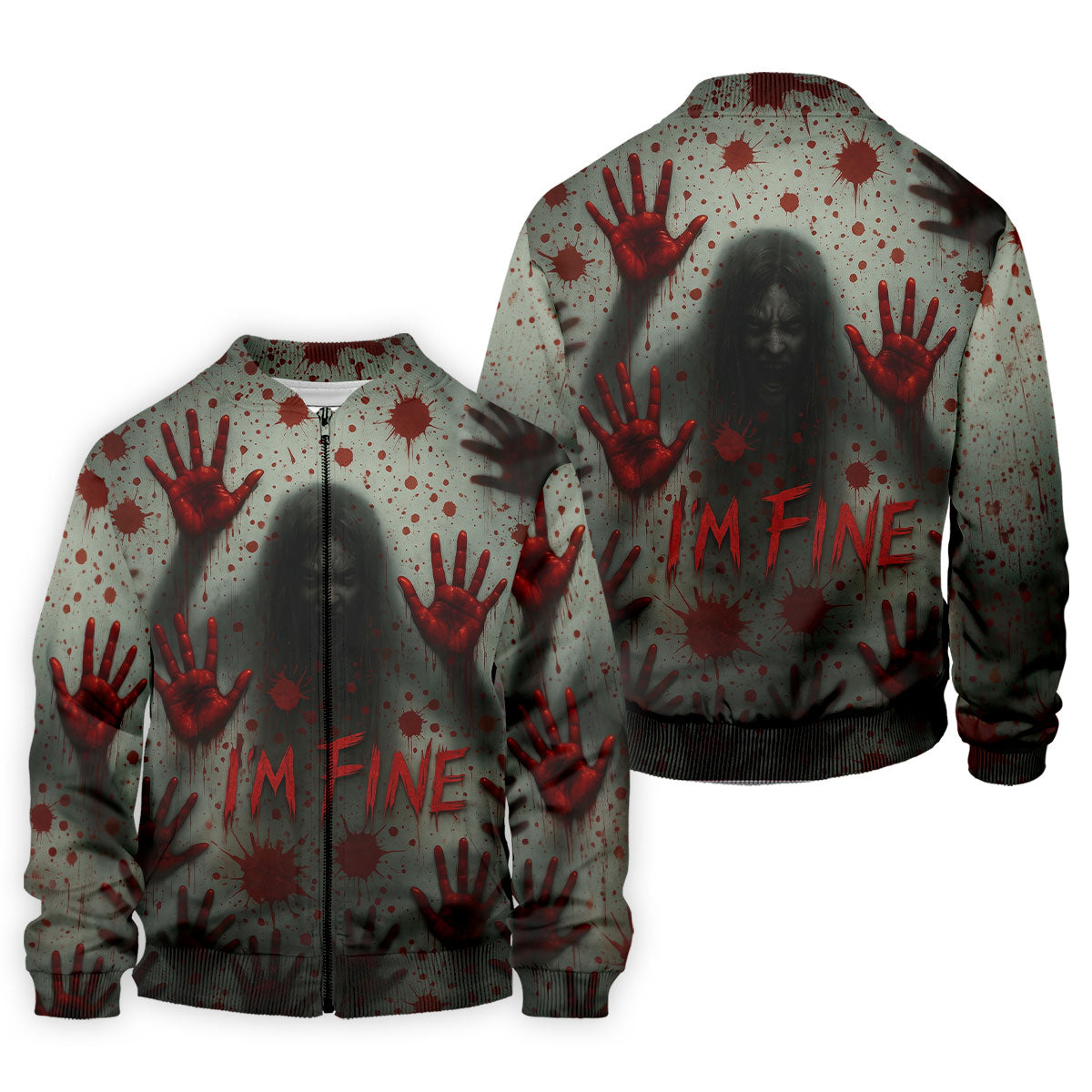 I'm Fine Horror Blood Hand Ghost Halloween Golf Polo Shirt, Printed Golf Shirts For Men
