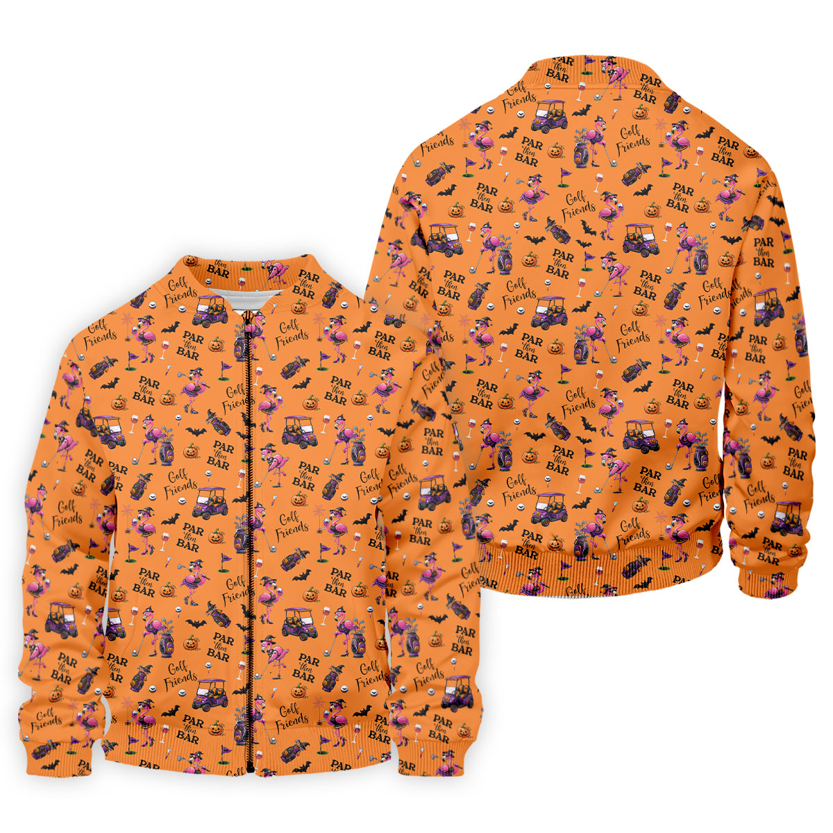 Orange Par Then Bar Flamingo Halloween Shirt, Golf Polo Shirts For Men, Printed Golf Shirts