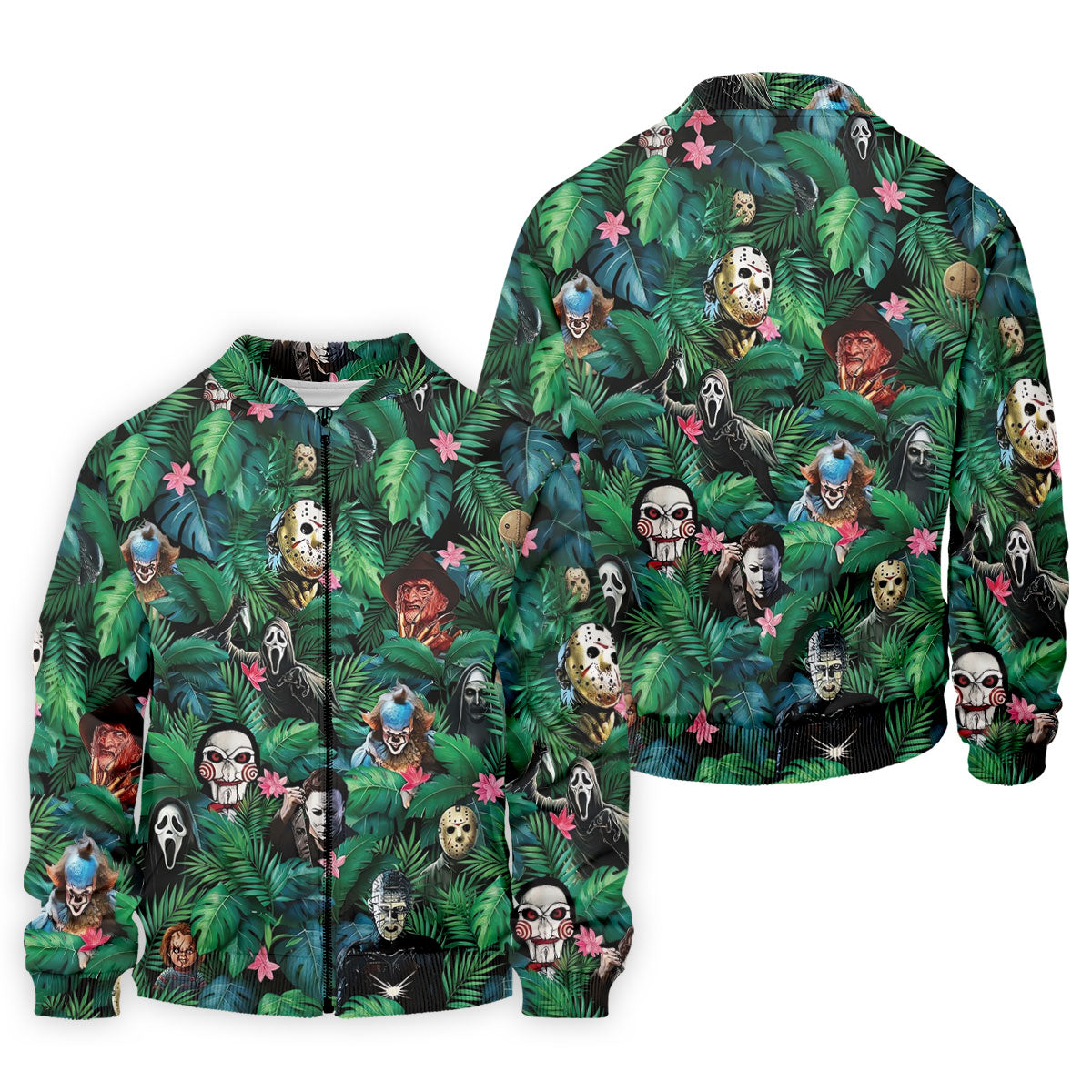 Tropical Horror Character Pattern Golf Polo Shirt, Mens Golf Shirts, Hawaiian Golf Shirt