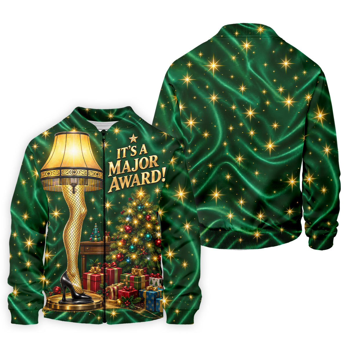 Major Award Leg Lamp Christmas Golf Polo Shirt, Mens Golf Shirts, Christmas Golf Shirt