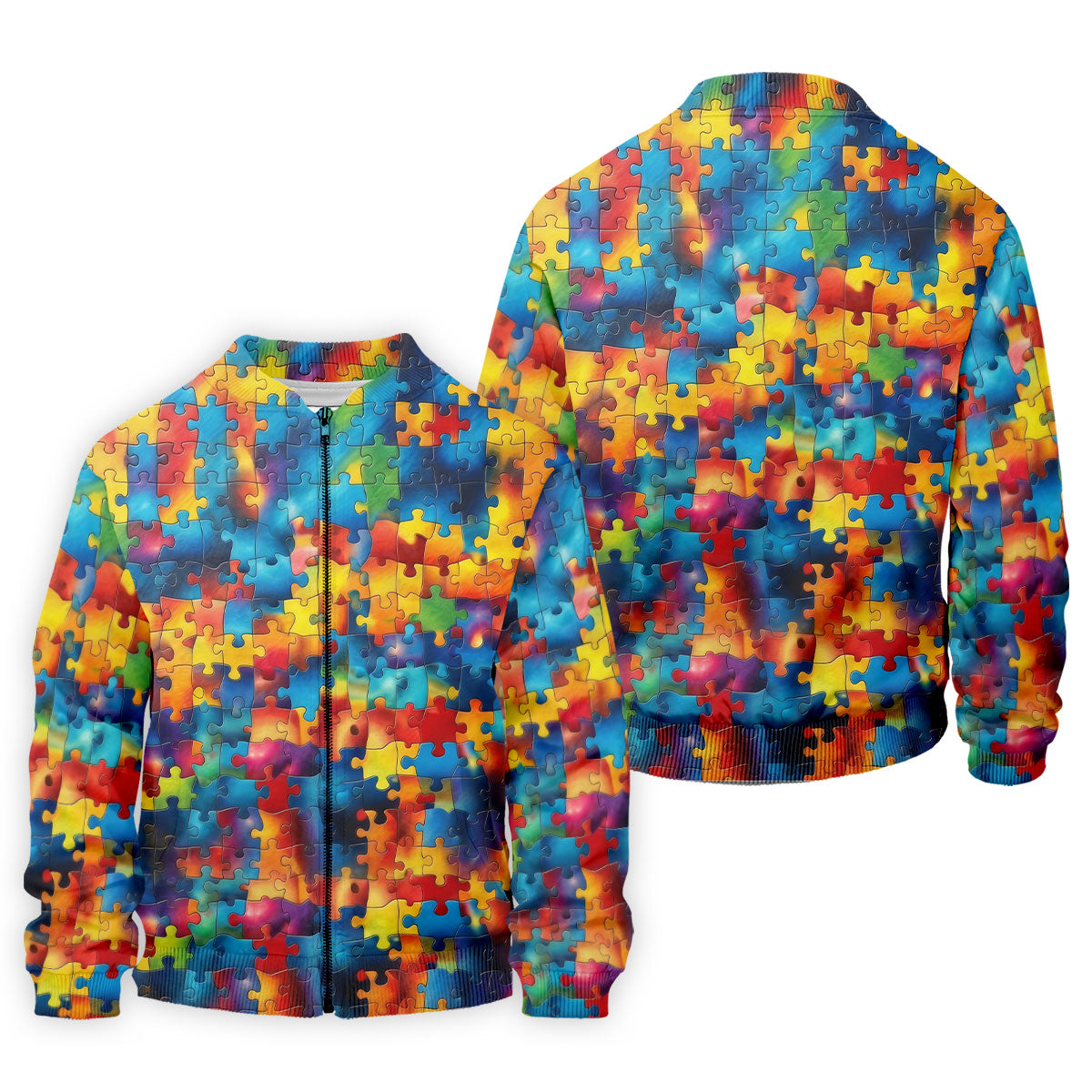 Autism Awareness Rainbow Gradient Puzzle Pattern Golf Tops For Men, Men's Golf Shirt, Polo Shirts For Men