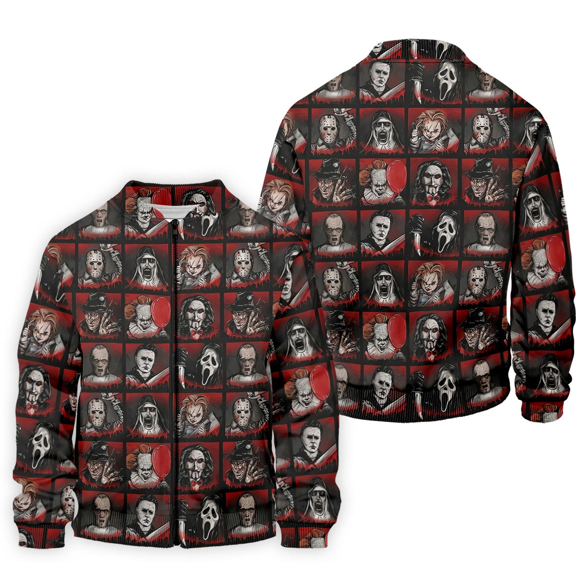 Horror Character Grid Halloween Golf Shirt, Mens Golf Polo, Golf Apparel For Men