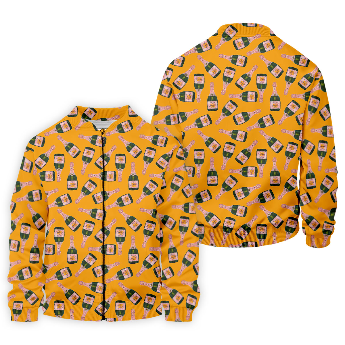 Rosé Champagne Seamless Pattern Yellow Golf Shirt, Polo Shirts For Men, Golf Shirts For Men