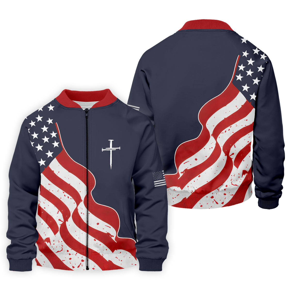 Faith Cross America 250th Anniversary 4th Of July Shirt, Patriotic Navy Golf Shirts For Men