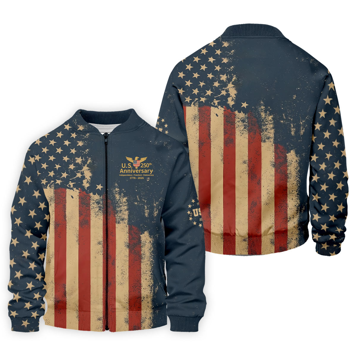 US 250th Anniversary Independence Freedom Democracy Men's Golf Polo Shirts, 4th Of July Patriotic Golf Shirt