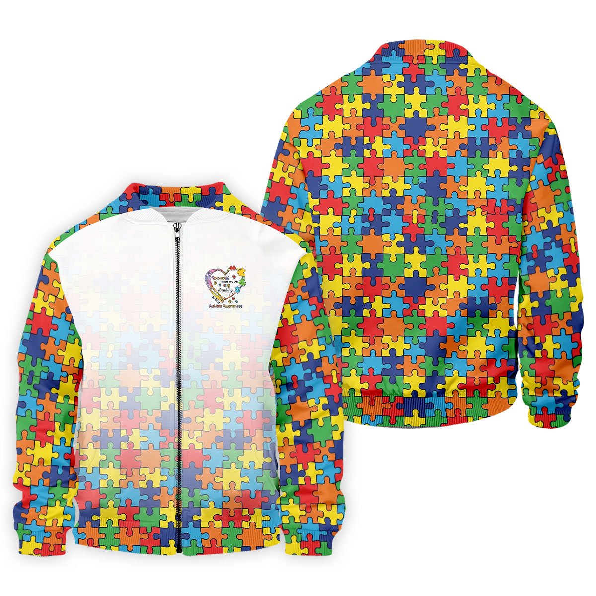 In A World Where You Can Be Anything Be Kind Autism Awareness Puzzle Pattern White Fade Golf Shirts For Men