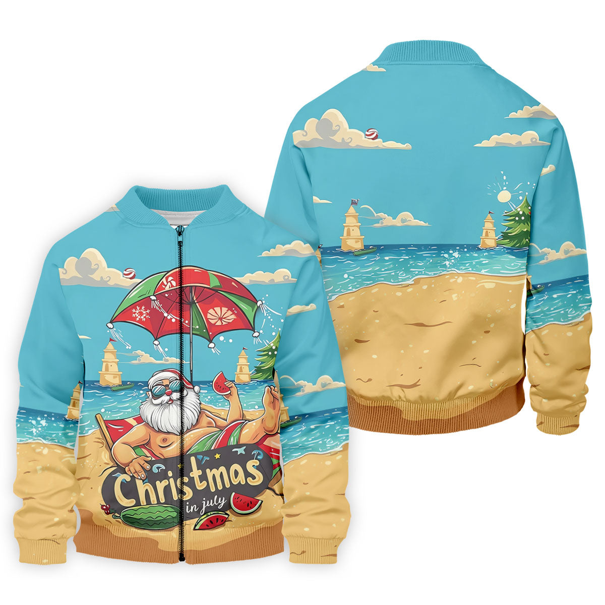 Christmas In July Santa Beach Christmas Golf Shirt, Men's Golf Shirt, Hawaiian Golf Shirt, Printed Golf Shirts