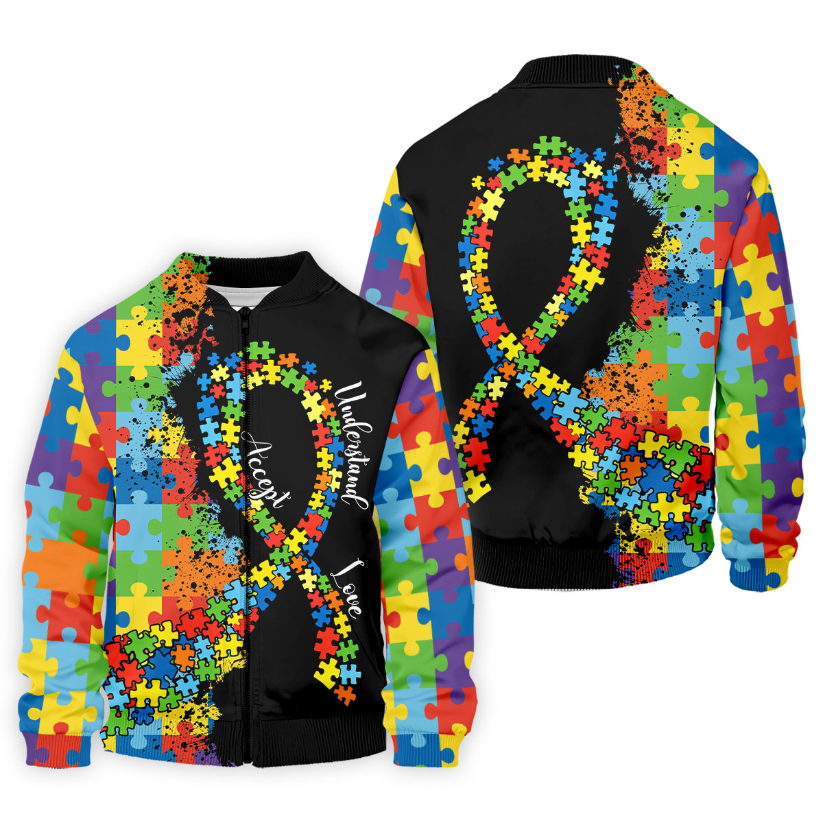 Accept Love Understand Autism Awareness Colors Autism Ribbon Golf Tops For Men, Golf Shirts For Men