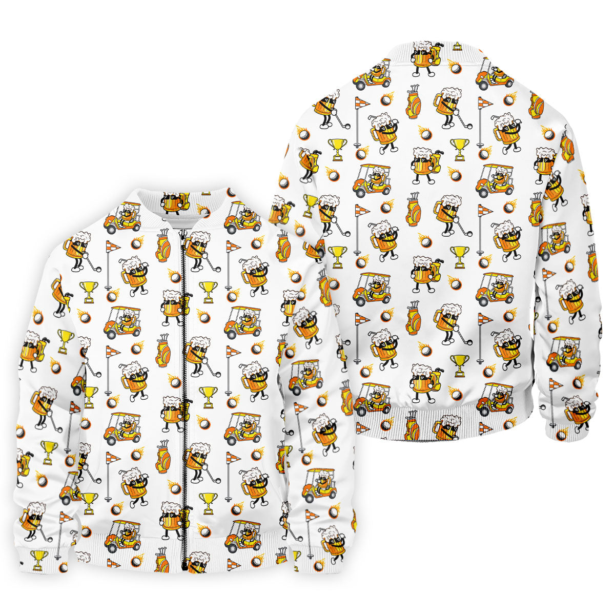 Funny Beer Mug Golfer Pattern Golf Polo Shirt, Mens Golf Polo, Golf Apparel For Men