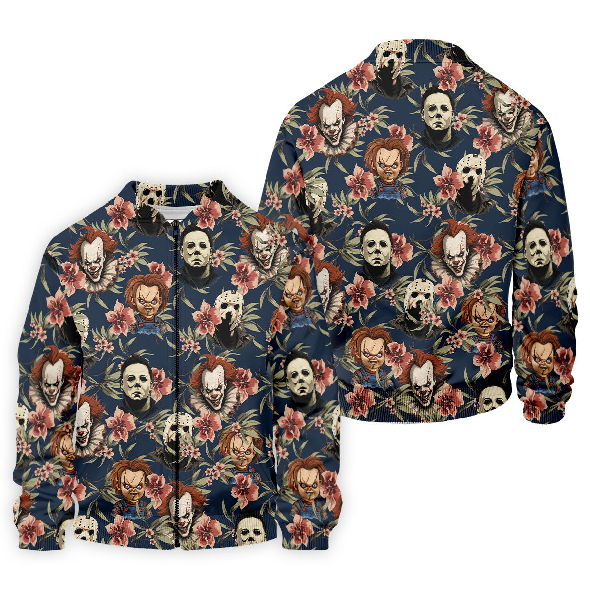 Gothic Floral Clown Doll Mask Hawaiian Polo, Golf Shirt For Men