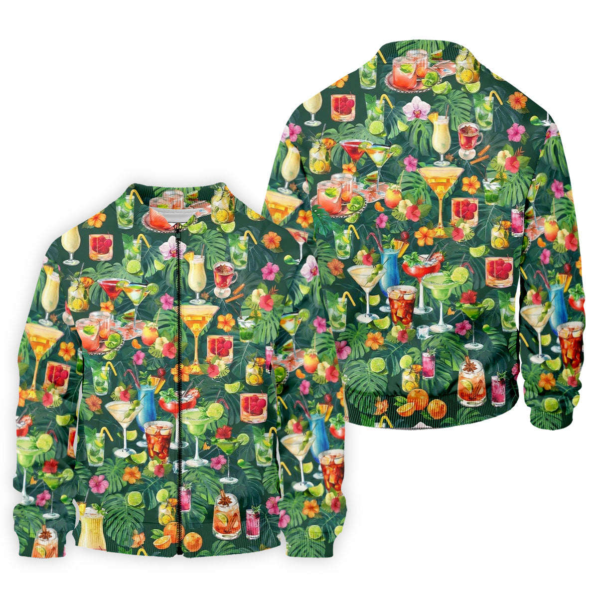 Tropical Cocktail Drinks And Floral Paradise Golf Polo, Hawaiian Golf Shirt, Golf Shirts For Men