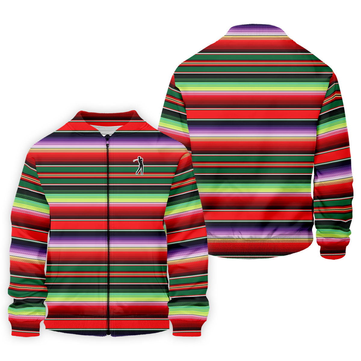 Colorful Stripes Sarape Pattern Cinco De Mayo Celebration Fiesta Themed Golf Shirts For Men