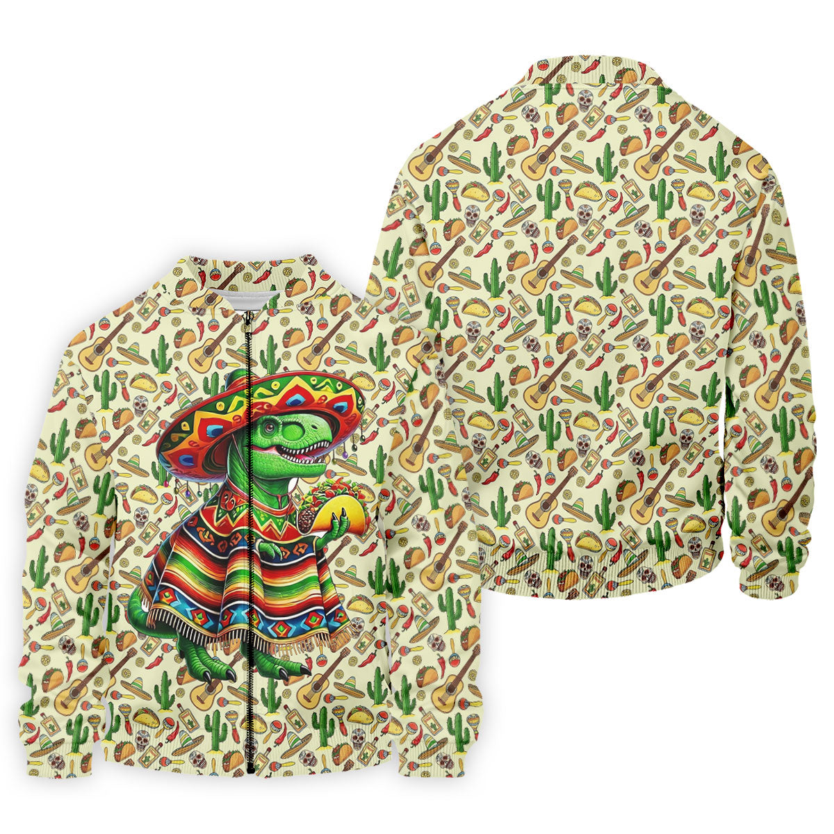 Dinosaur Taco Fiesta Time Golf Tops For Men, Cinco De Mayo Celebration Golf Shirts For Men