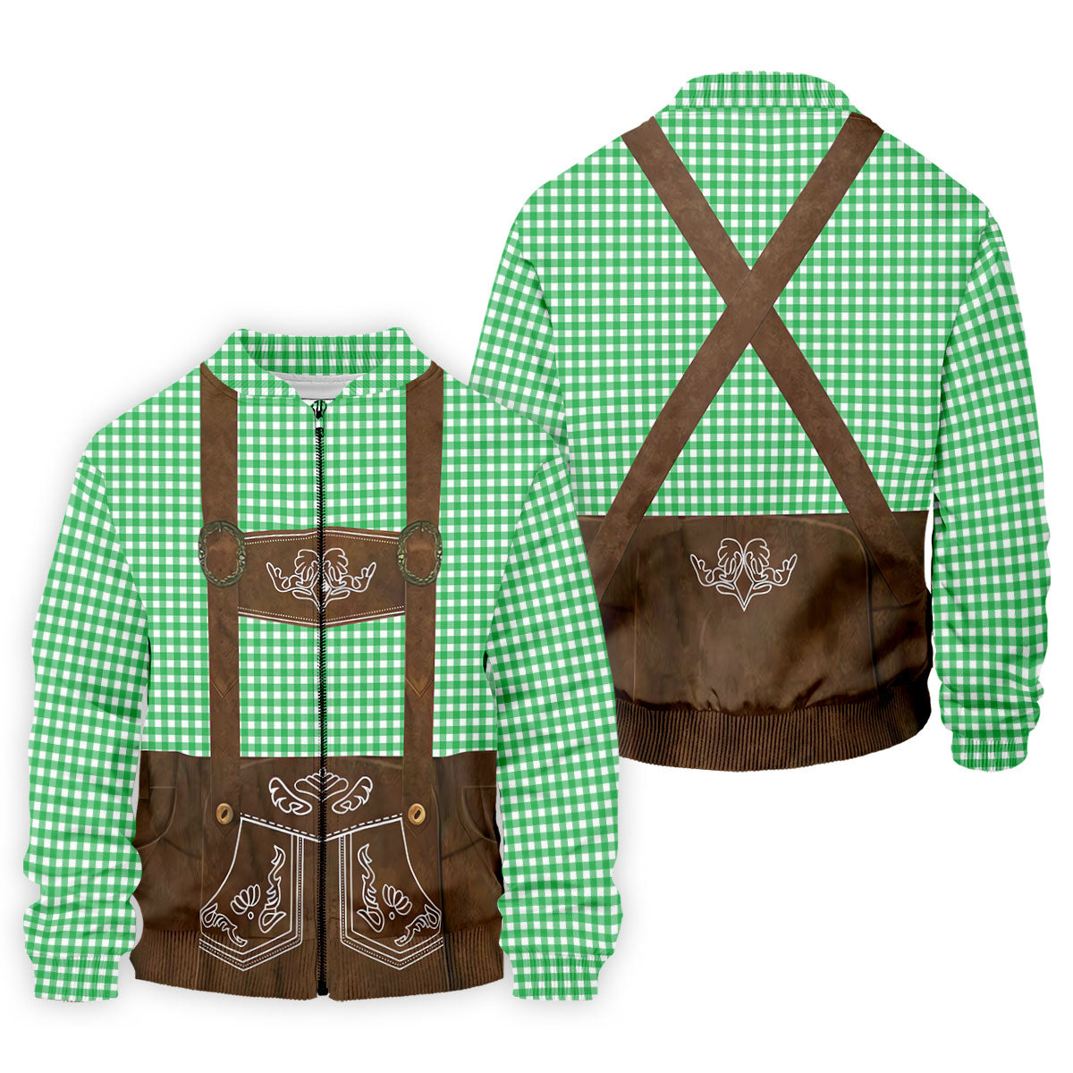 Green Oktoberfest Lederhosen Illusion Sleeveless Golf Polo, Men's Golf Shirt, Golf Polo Shirts For Men