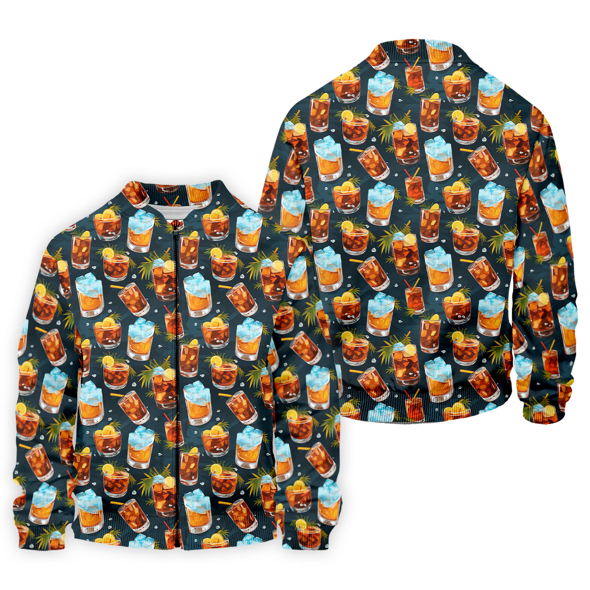 Summer Cocktail Pattern Hawaiian Golf Shirt, Mens Golf Apparel, Golf Polo Shirts For Men