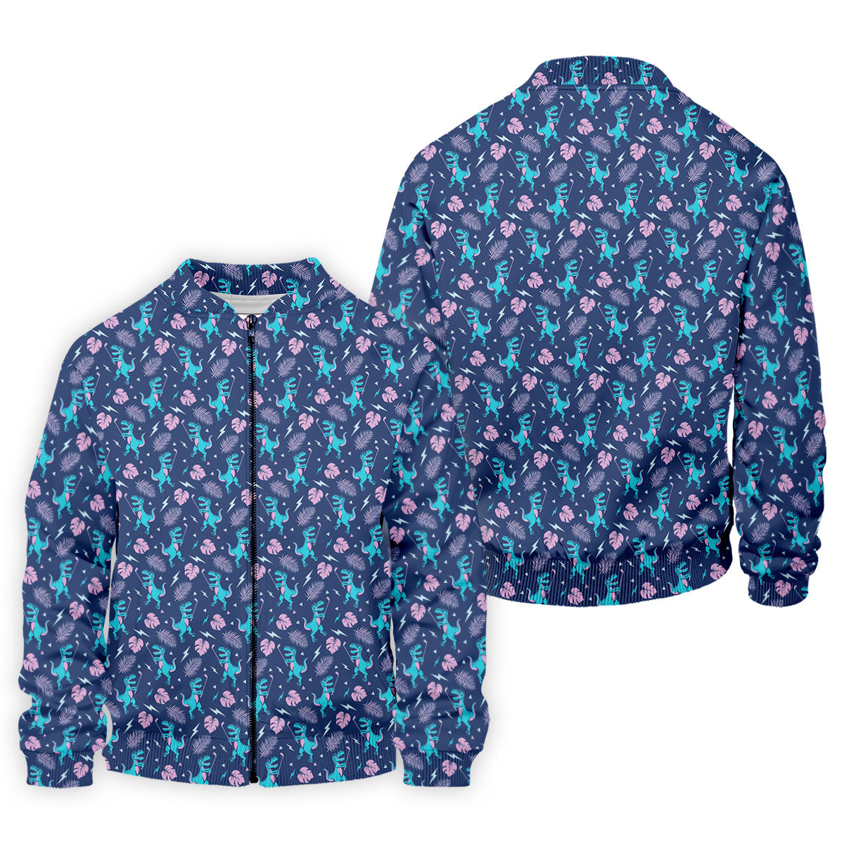 Funny Dinosaur Golfer Tropical Pattern Polo Shirt, Mens Golf Polo, Printed Golf Shirts