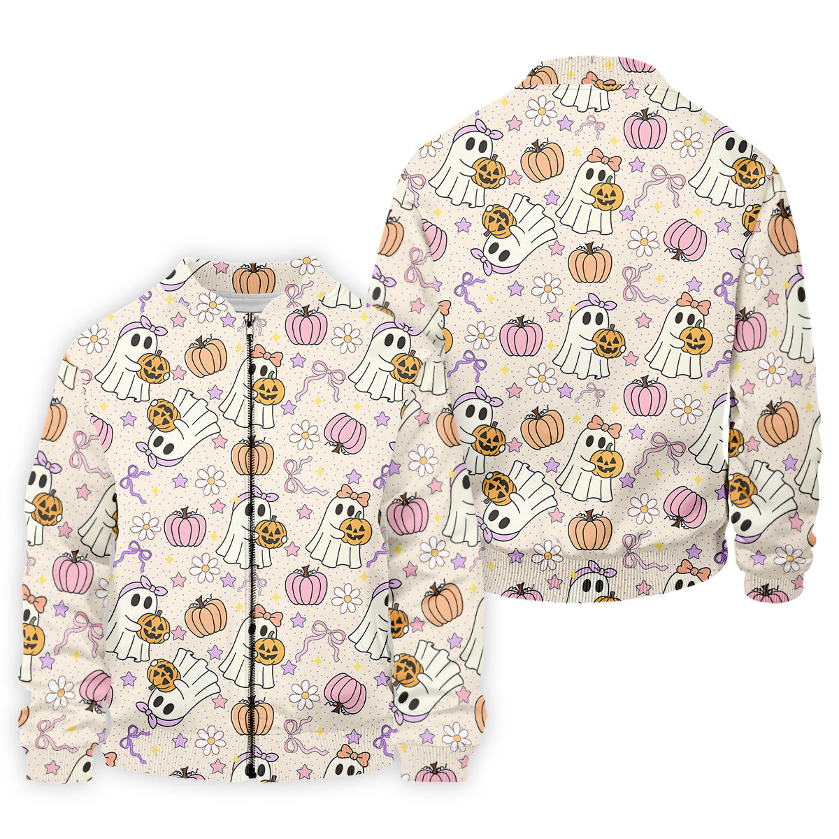 Halloween Seamless Pattern Cute Golf Shirt, Retro Halloween Polo ShirtFor Men, Golfing Apparel