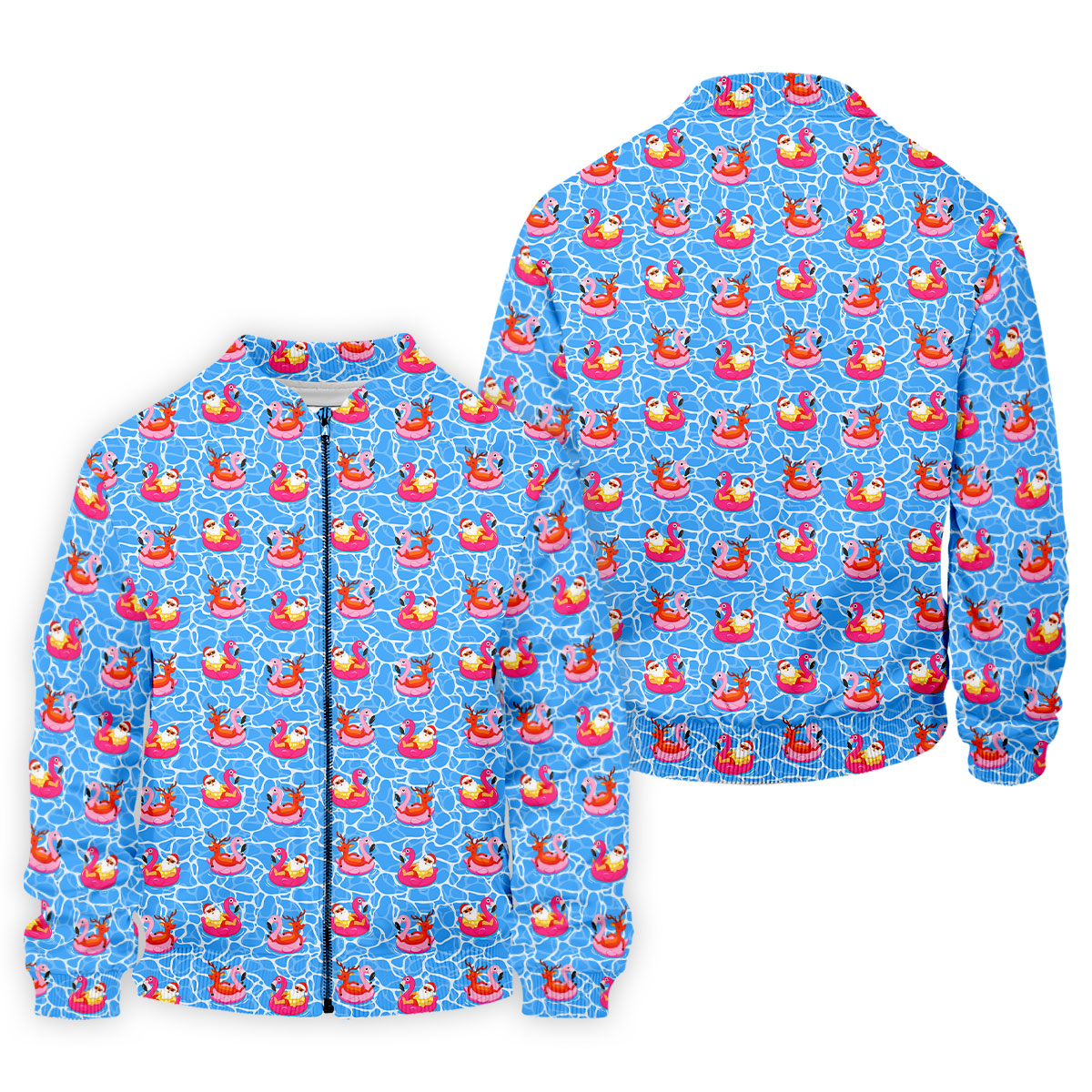 Santa Flamingo Pool Float Christmas Golf Shirt, Men's Golf Shirt, Hawaiian Golf Shirt, Printed Golf Shirts