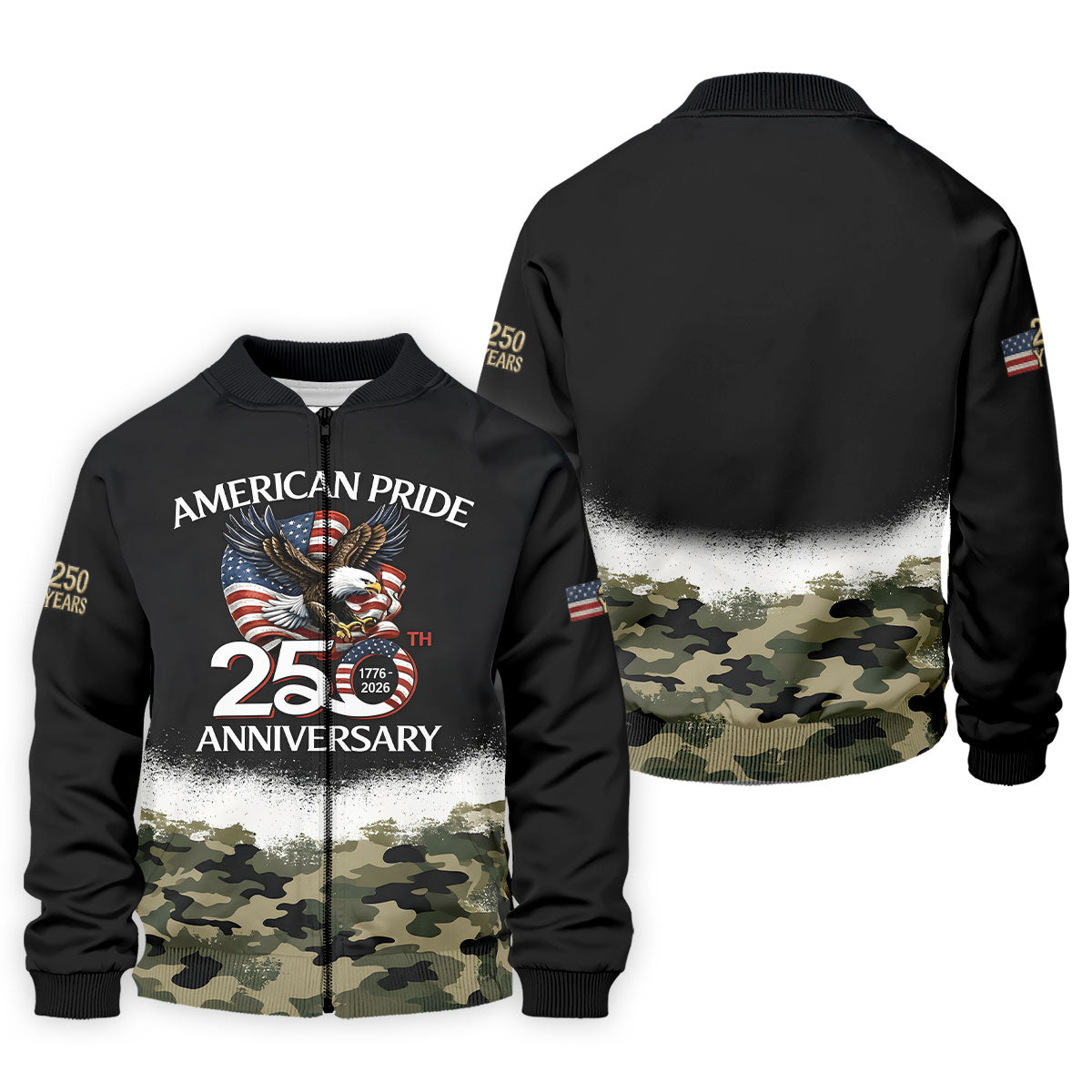 American Pride 250th Anniversary Camo Golf Shirt, Patriotic 4th Of July Golf Shirts For Men