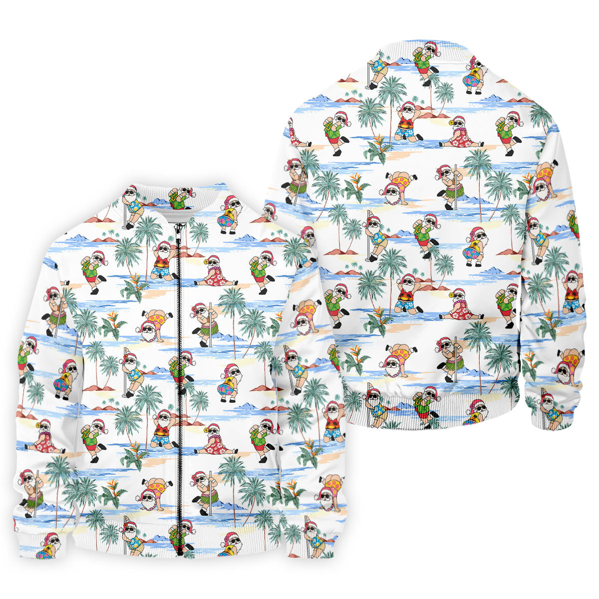 Beach Party Santa Christmas Golf Shirt, Men's Golf Shirt, Printed Golf Shirts, Hawaiian Golf Shirt