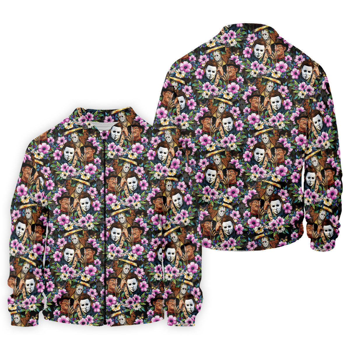 Floral Horror Character Halloween Golf Polo Shirt, Halloween Shirt, Golf Shirts For Men