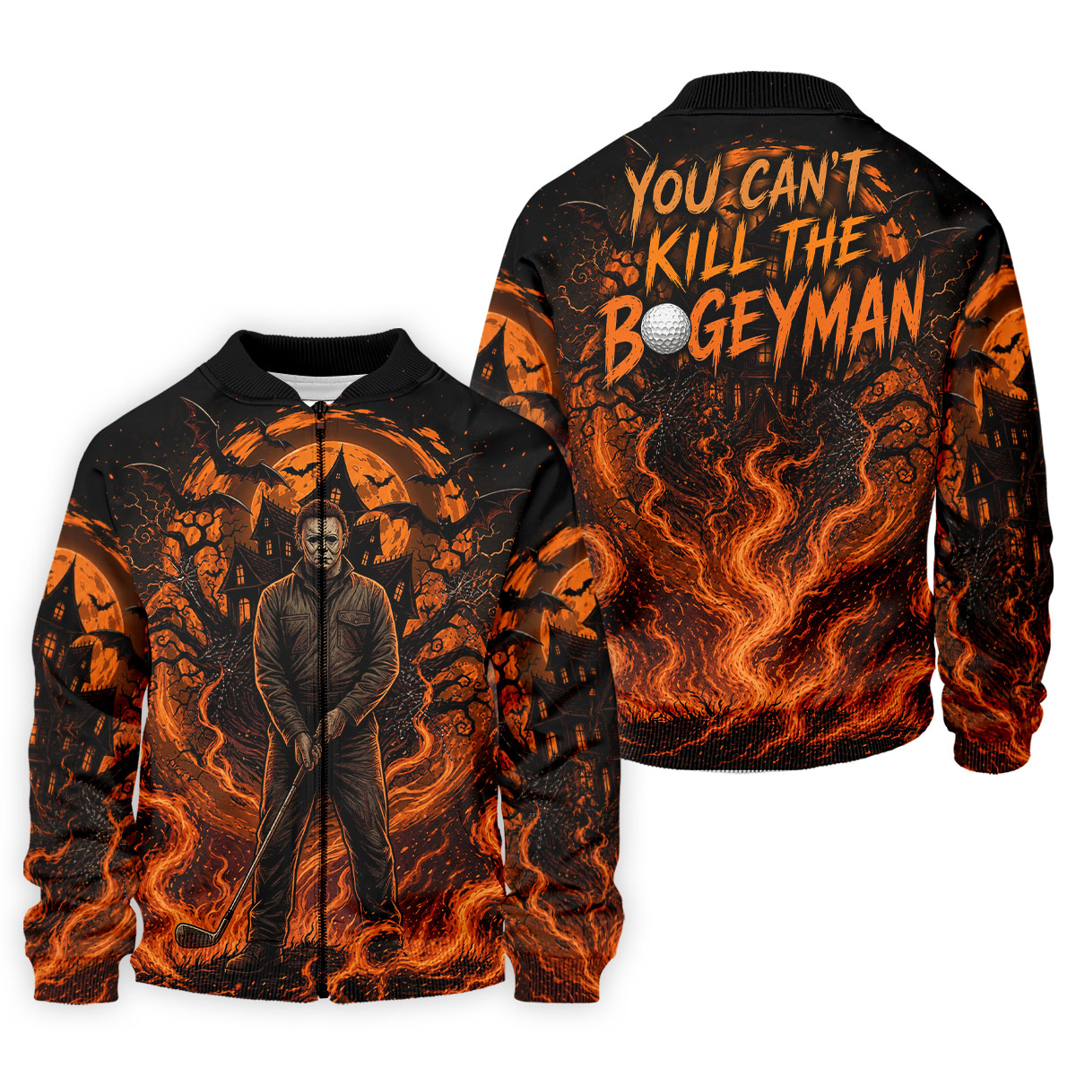 You Can't Kill The Bogeyman Halloween Golf Polo Shirt, Horror Character, Mens Golf Shirts