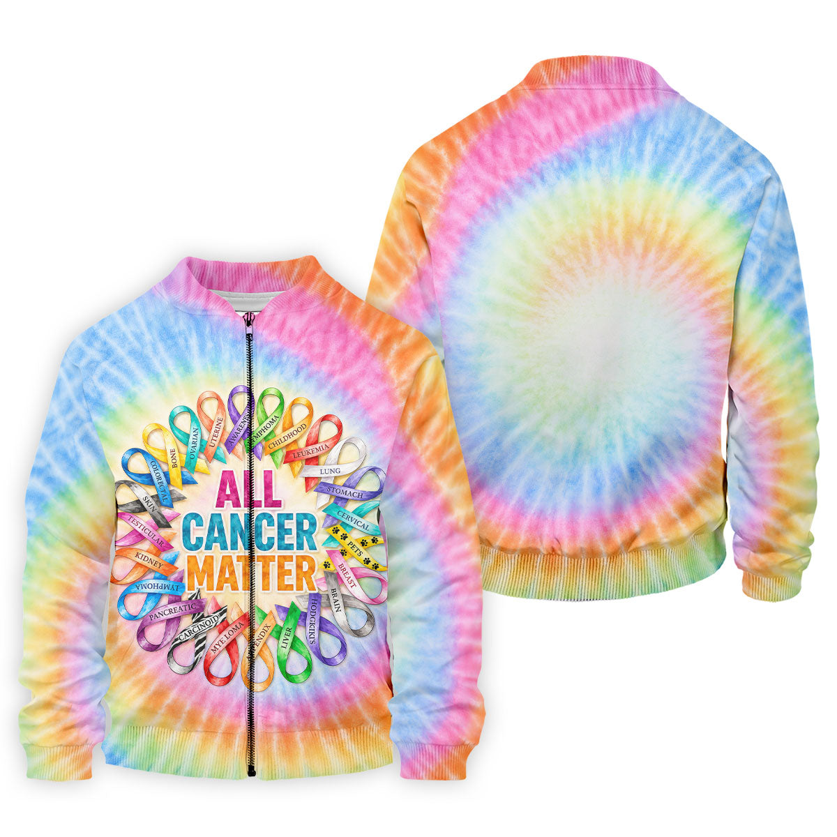 All Cancer Matter Colorful Ribbon Polo Shirt, Mens Golf Polo, Golf Apparel For Men