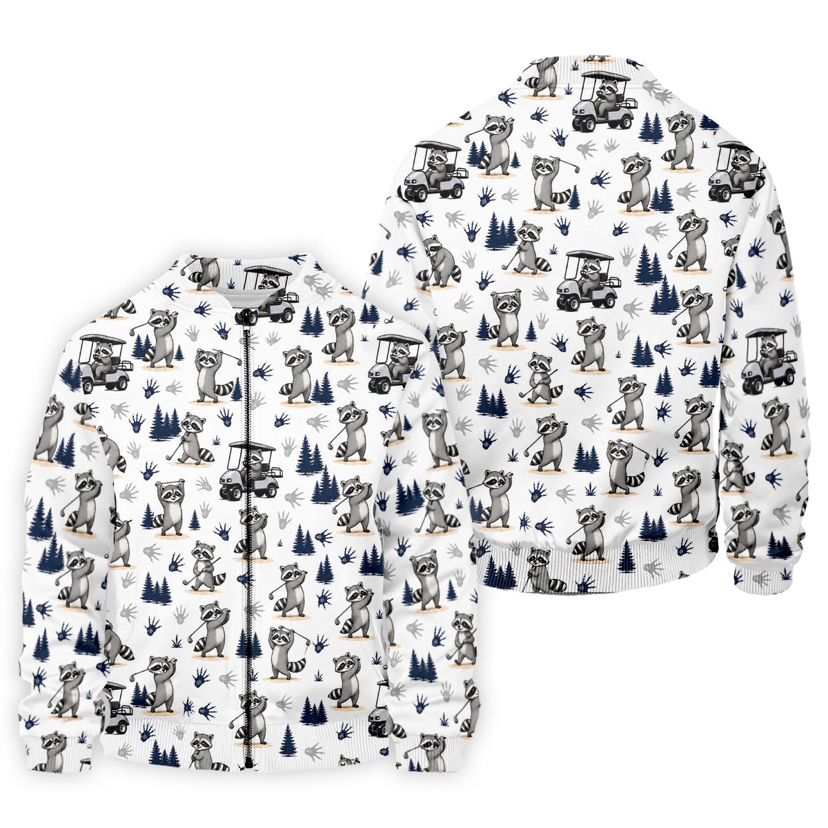 Funny Raccoon Golf Cart Pattern Polo Shirt, Men's Golf Shirt, Golf Apparel For Men