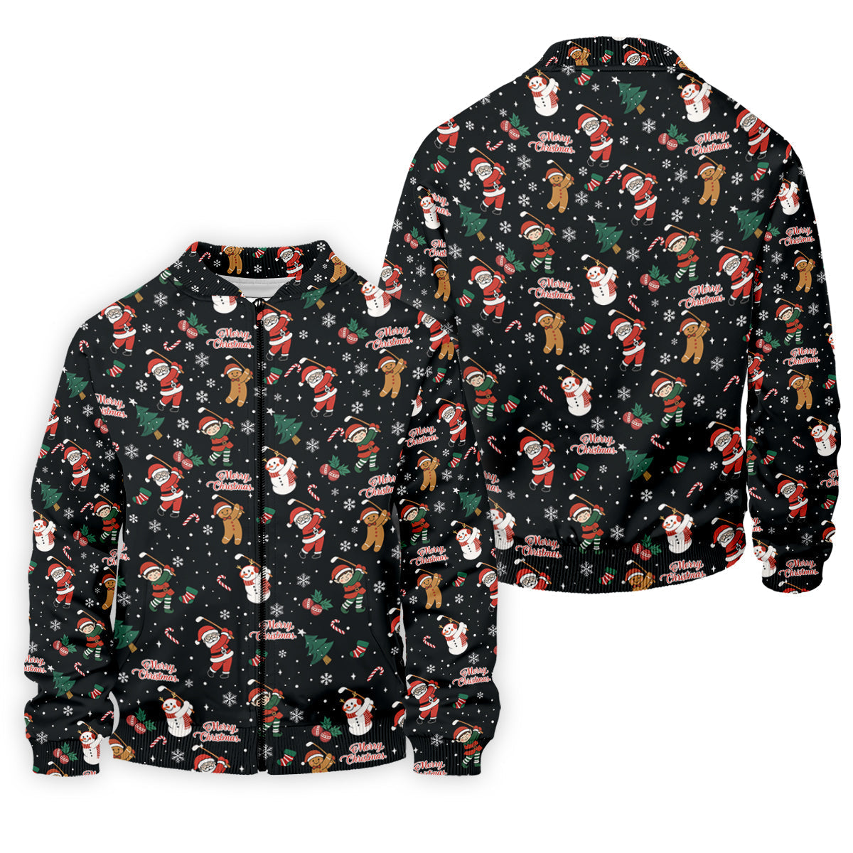 Merry Xmas Santa Gingerbread Snowman Golf Tops For Men, Christmas Golf Shirt, Fun Golf Shirts For Men