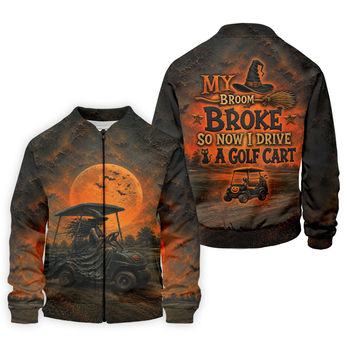 My Broom Broke So Now I Drive A Golf Cart Halloween Shirt, Golf Apparel For Men, Printed Golf Shirts
