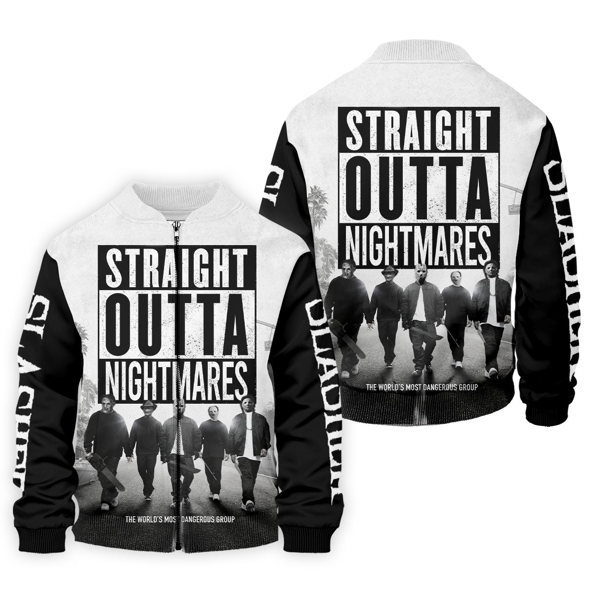 Straight Outta Nightmares Horror Character Golf Polo Shirt, Mens Golf Shirts, Hawaiian Golf Shirt