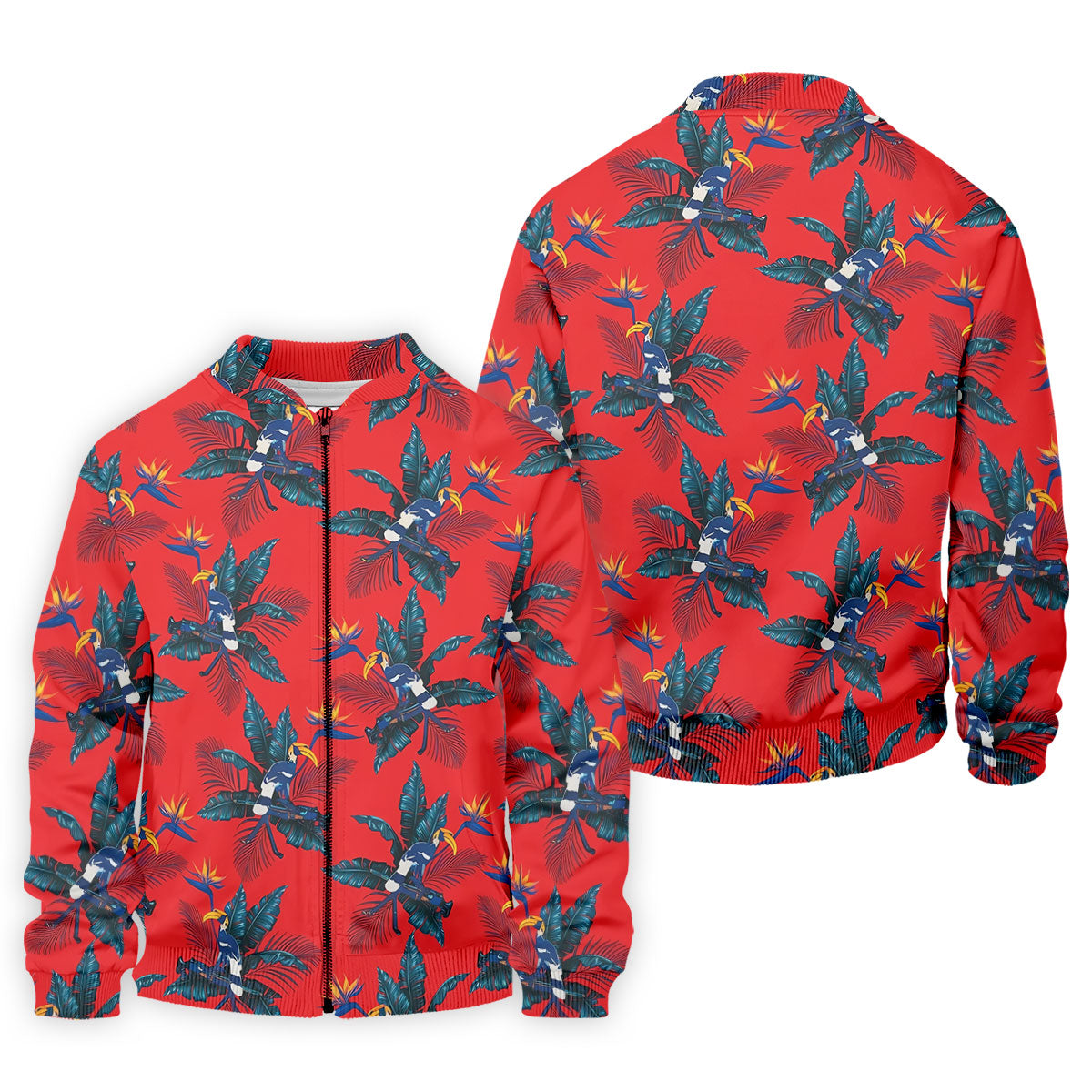Tropical Toucan Bird Of Paradise Flower Hawaiian Golf Shirt, Summer Vibe Golf Shirts For Men