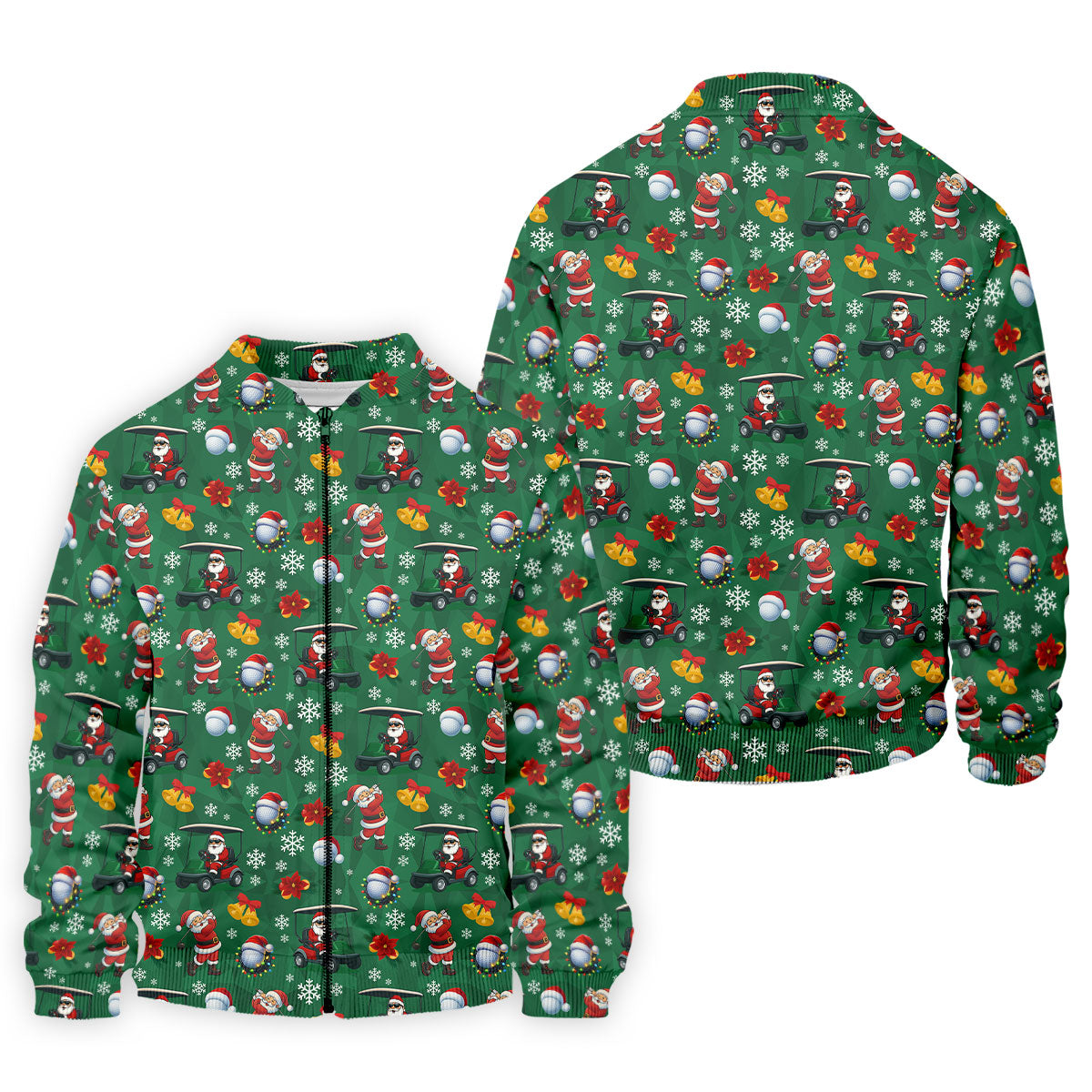 Santa Christmas Green Golf Polo, Fun Men's Golf Polos, Christmas Golf Shirt, Golf Shirts For Men