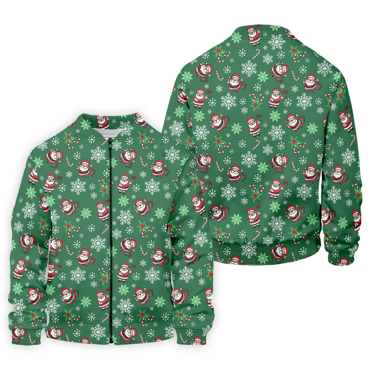 Santa Claus Pattern Christmas Green Golf Tops For Men, Christmas Golf Shirt, Polo Shirts For Men
