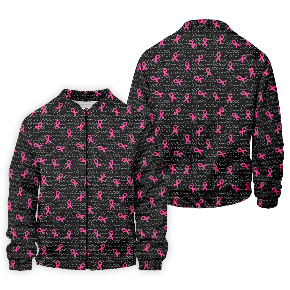 Black Golf Polo with Pink Ribbon, Men's Golf Polo Shirt, Breast Cancer Awareness Shirt, Funny Golf Shirt
