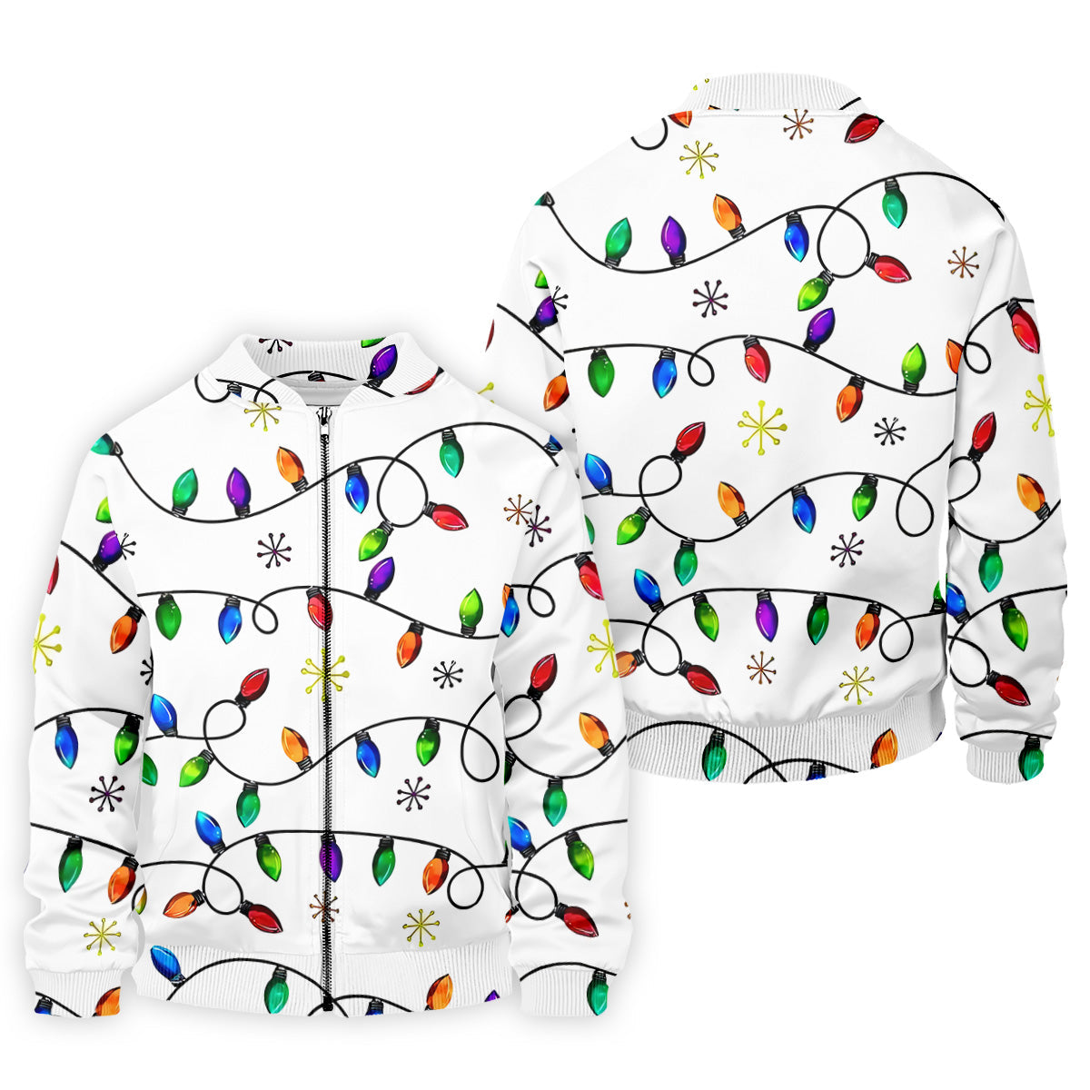 Christmas Light Print Fun Men's Golf Polos, Christmas Golf Shirt, Unique Gift For Golfer, Polo Shirts For Men
