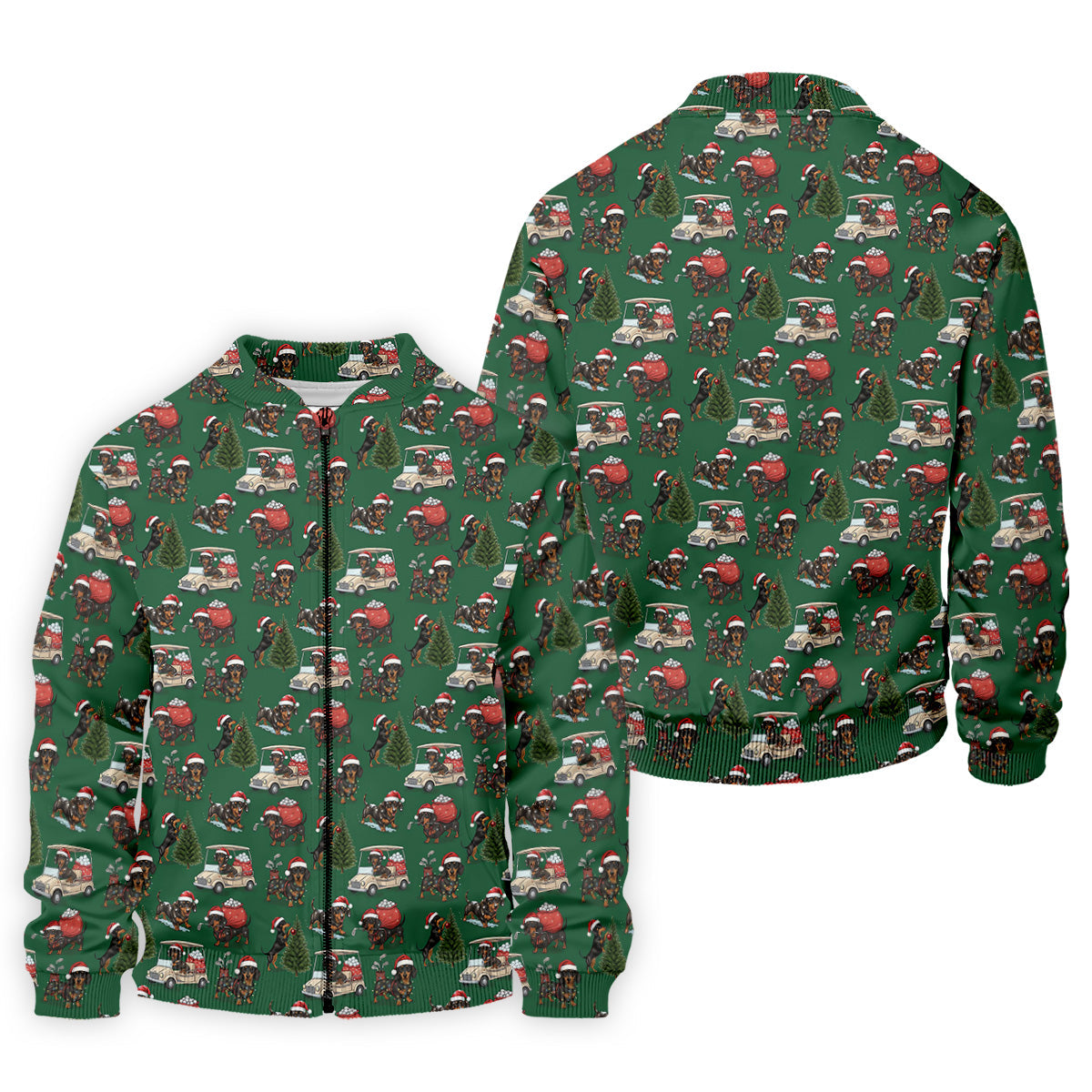 Dachshund Christmas Green Golf Shirt, Christmas Golf Shirt, Golf Tops For Men, Polo Shirts For Men