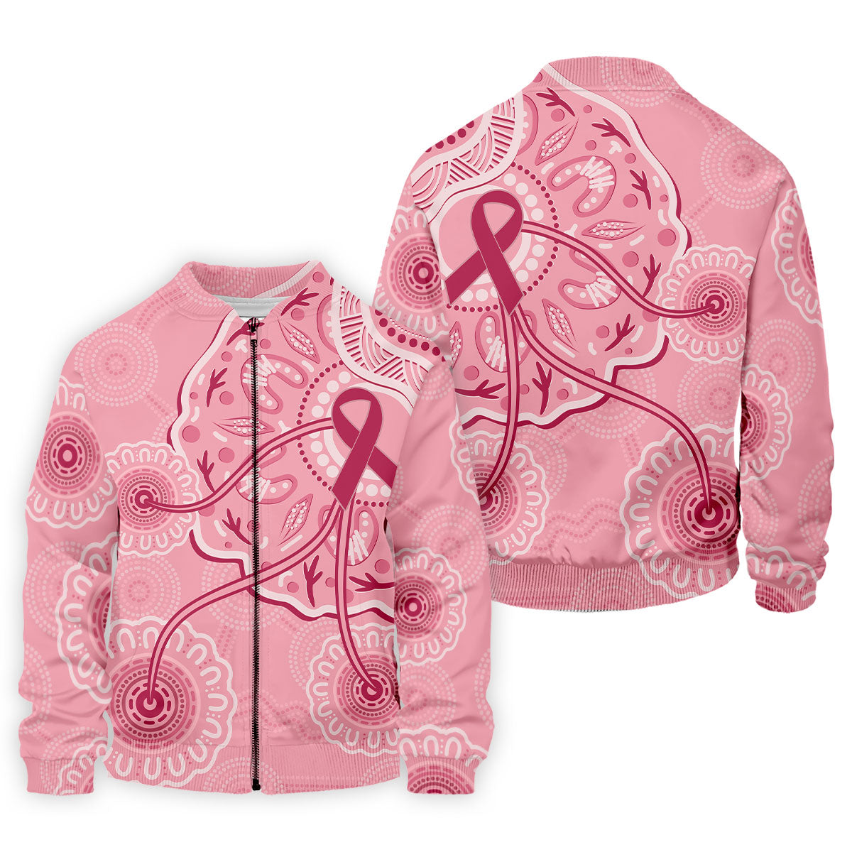 Australia Indigenous Pink Ribbon Men's Golf Shirt, Breast Cancer Awareness Shirt, Golf Shirts For Men