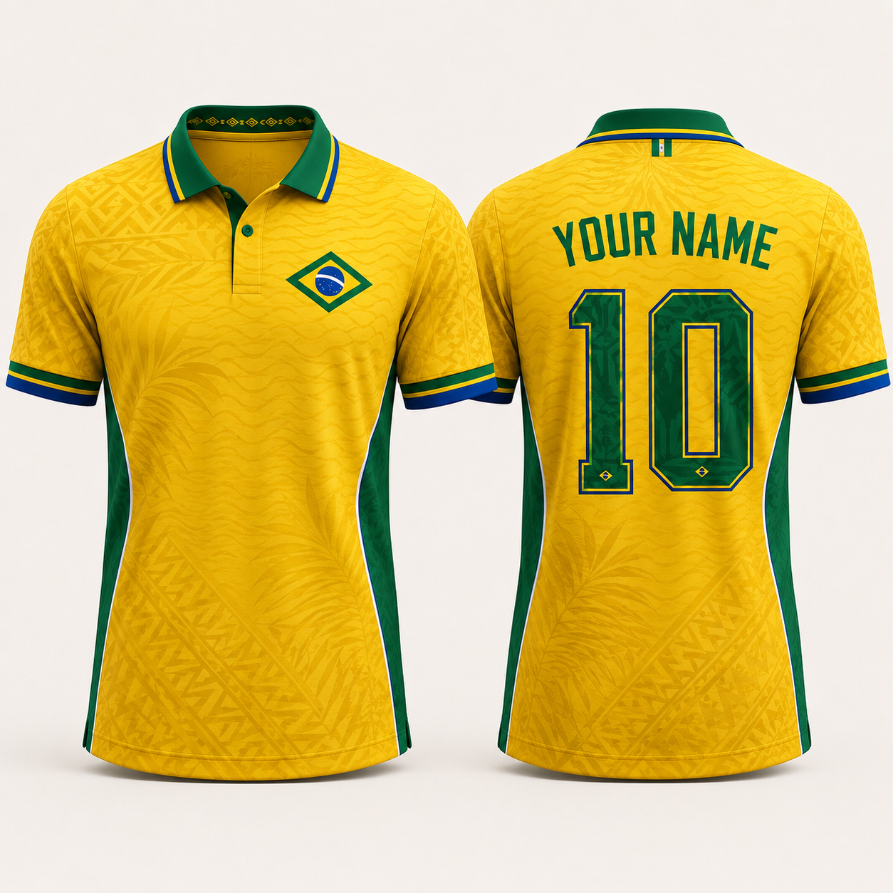 Brazilian Soccer Team V-Neck For Men Football Lover, Tropical Foliage Soccer Fan Gift