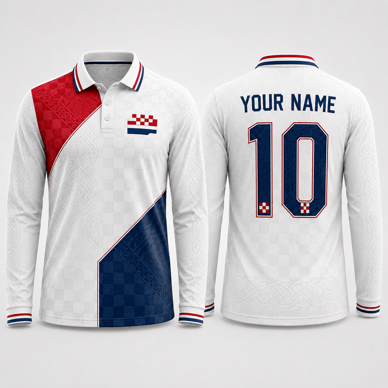 Croatian Checkerboard Interlace V-Neck For Men Football Lover, Croatia Soccer Fan Gift