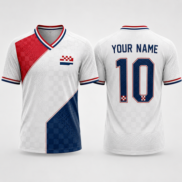 Croatian Checkerboard Interlace V-Neck For Men Football Lover, Croatia Soccer Fan Gift